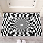Black And White Tunnel Illusion Print Rubber Doormat