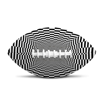 Black And White Tunnel Illusion Print Rugby Ball