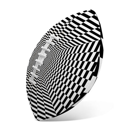Black And White Tunnel Illusion Print Rugby Ball