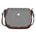 Black And White Tunnel Illusion Print Saddle Bag