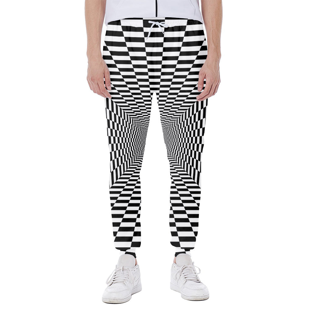 Black And White Tunnel Illusion Print Scuba Joggers