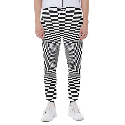 Black And White Tunnel Illusion Print Scuba Joggers