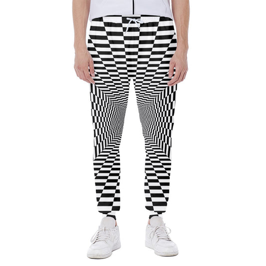 Black And White Tunnel Illusion Print Scuba Joggers