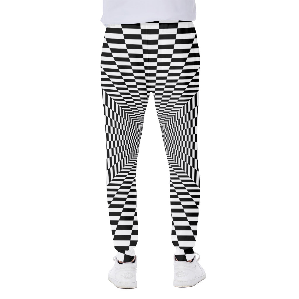 Black And White Tunnel Illusion Print Scuba Joggers