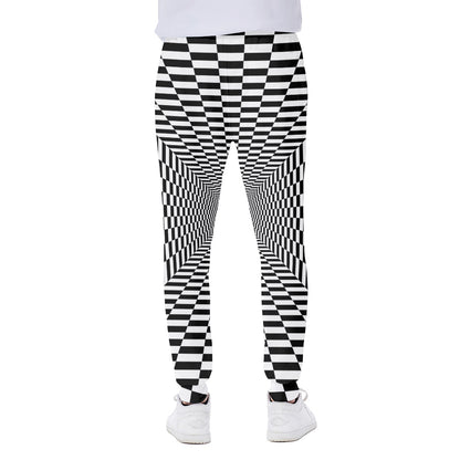 Black And White Tunnel Illusion Print Scuba Joggers
