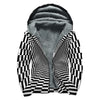 Black And White Tunnel Illusion Print Sherpa Lined Zip Up Hoodie
