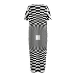 Black And White Tunnel Illusion Print Short Sleeve Long Nightdress