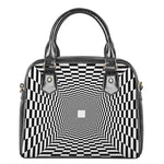 Black And White Tunnel Illusion Print Shoulder Handbag