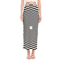 Black And White Tunnel Illusion Print Side Slit Maxi Skirt
