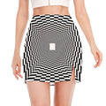 Black And White Tunnel Illusion Print Side Slit Mini Skirt