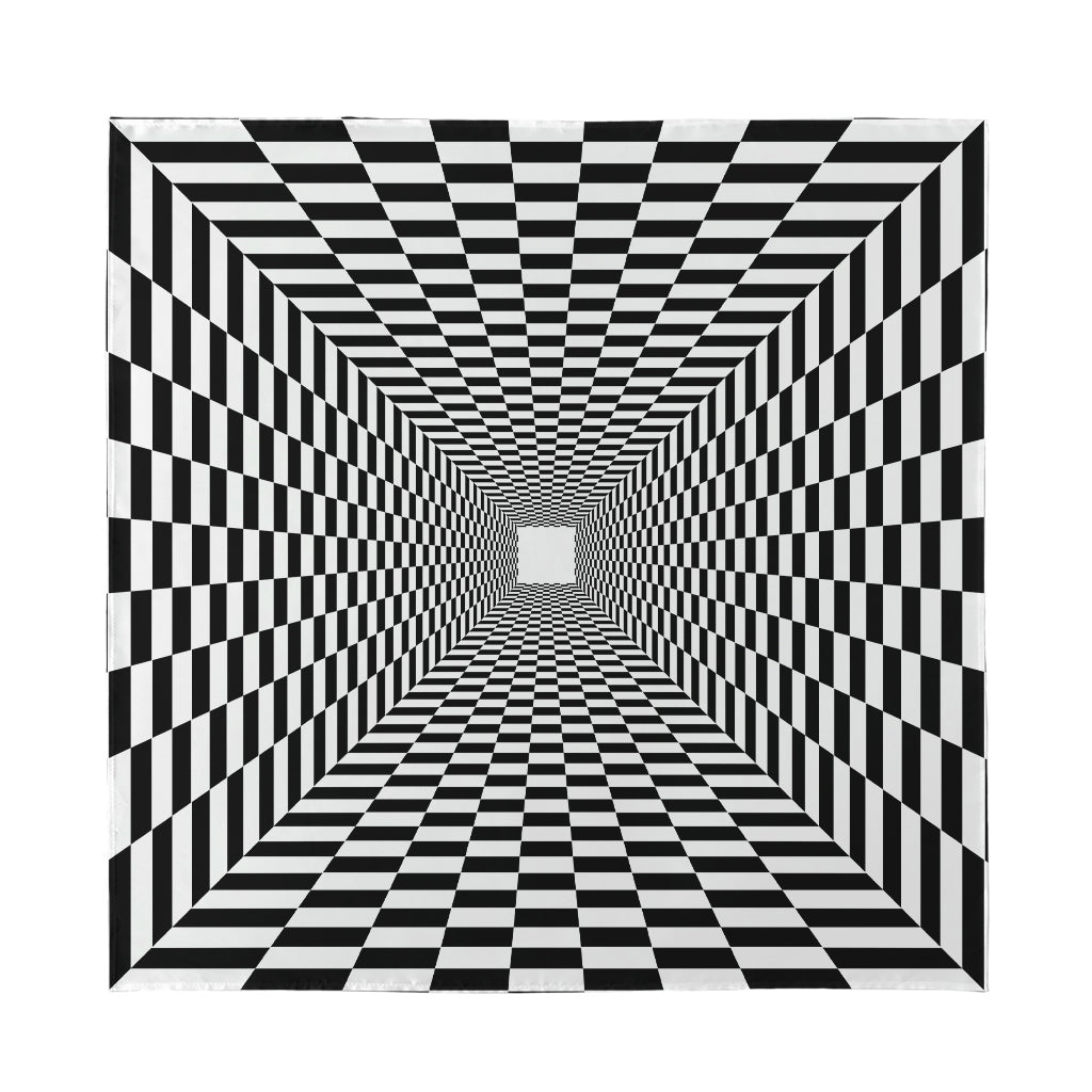Black And White Tunnel Illusion Print Silk Bandana