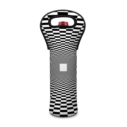 Black And White Tunnel Illusion Print Single Neoprene Wine Tote