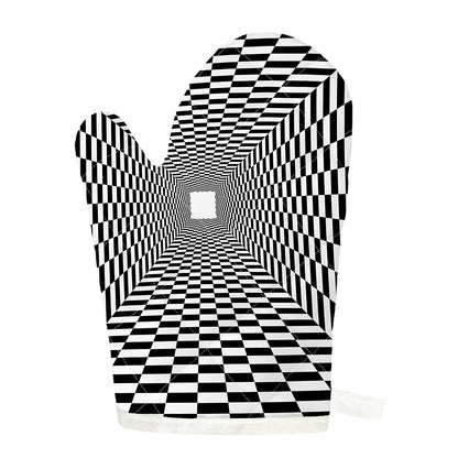 Black And White Tunnel Illusion Print Single Oven Mitt