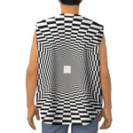 Black And White Tunnel Illusion Print Sleeveless Baseball Jersey