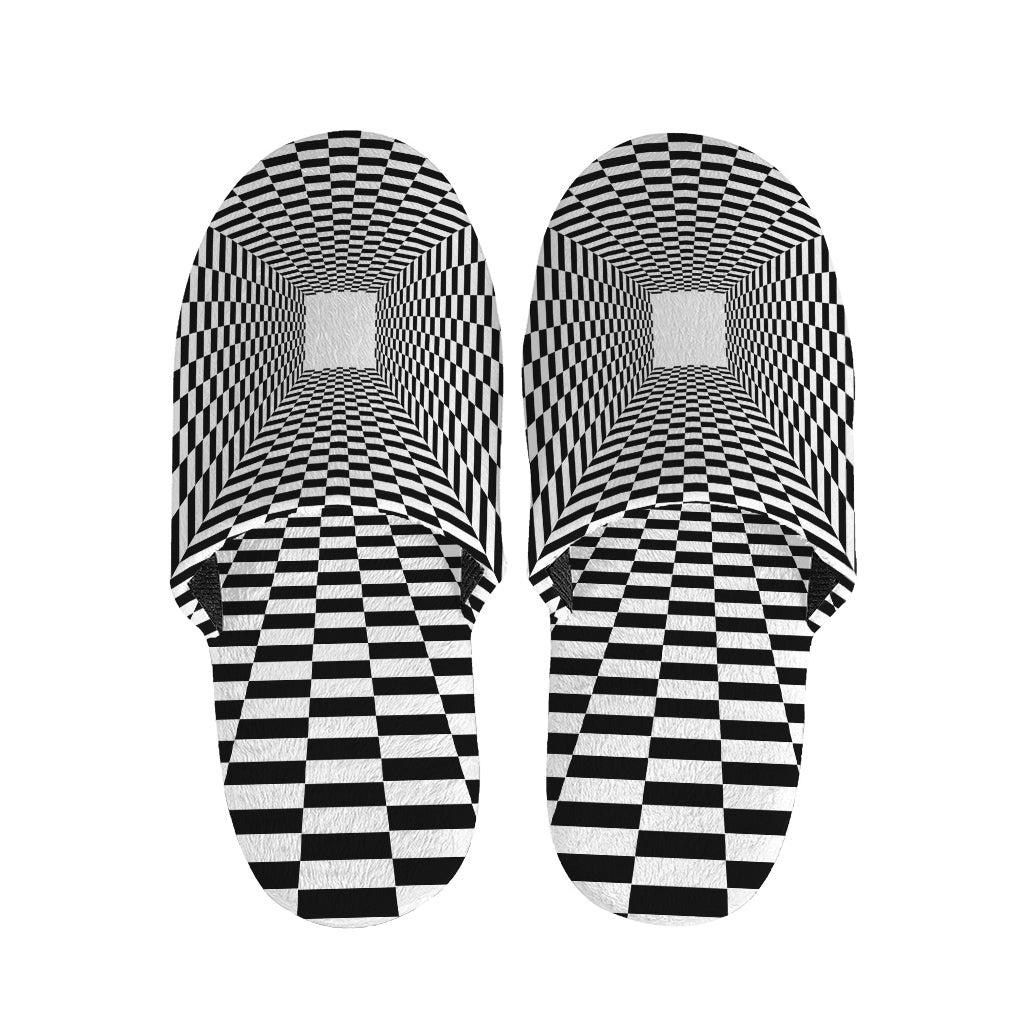Black And White Tunnel Illusion Print Slippers