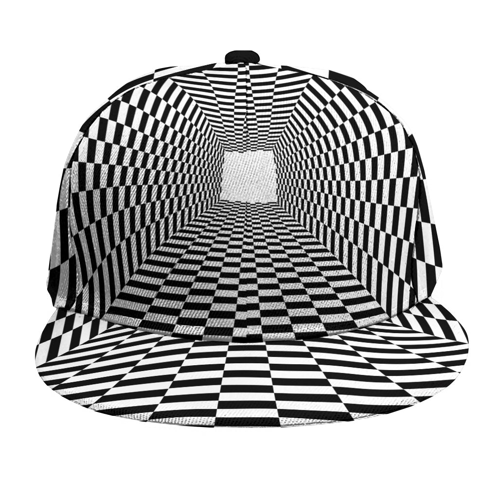 Black And White Tunnel Illusion Print Snapback Cap