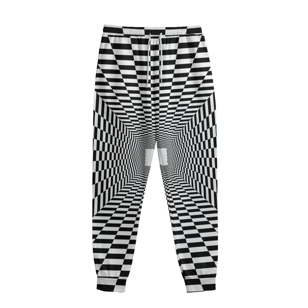 Black And White Tunnel Illusion Print Sweatpants