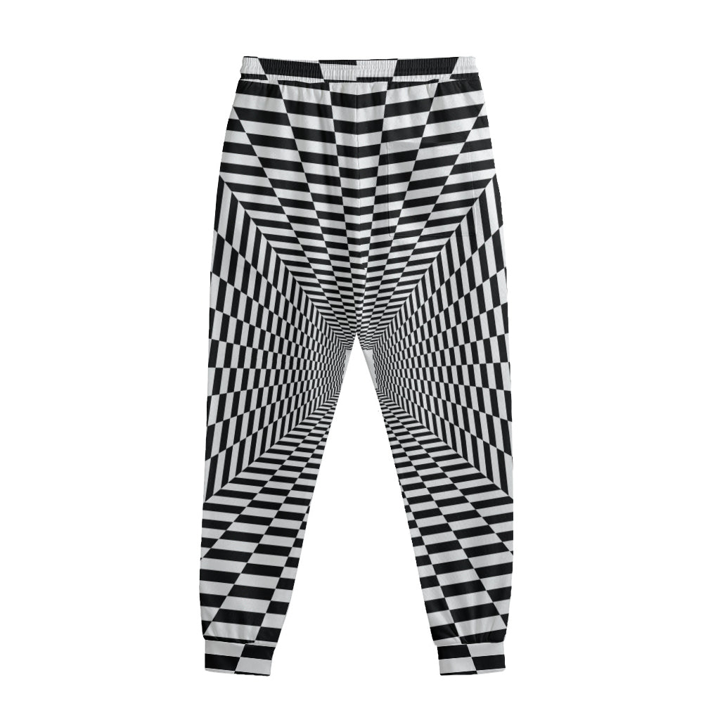 Black And White Tunnel Illusion Print Sweatpants