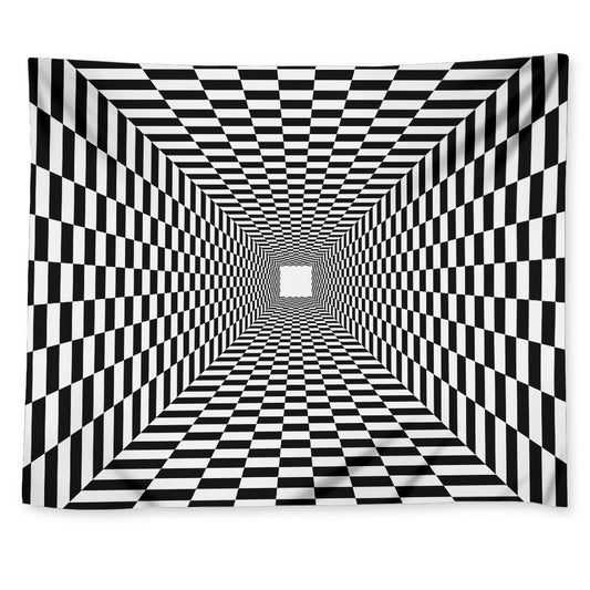 Black And White Tunnel Illusion Print Tapestry