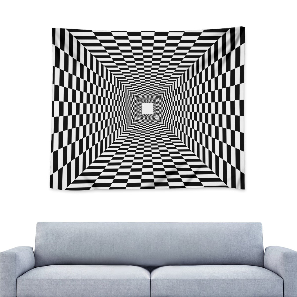 Black And White Tunnel Illusion Print Tapestry