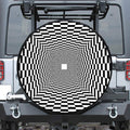 Black And White Tunnel Illusion Print Tire Cover