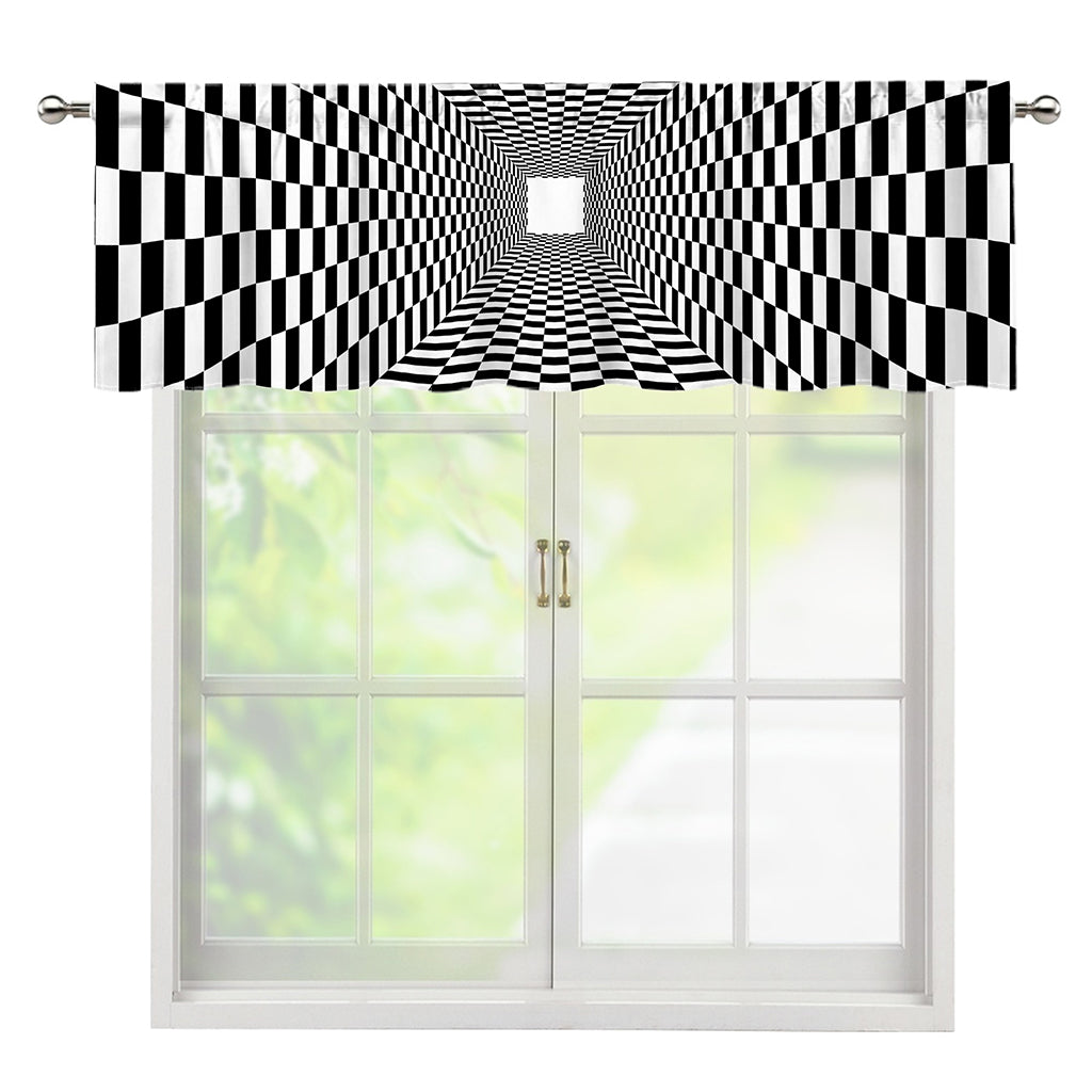 Black And White Tunnel Illusion Print Window Valance