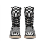 Black And White Tunnel Illusion Print Winter Boots