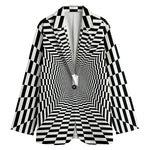 Black And White Tunnel Illusion Print Women's Blazer