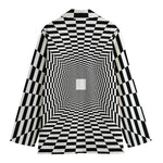 Black And White Tunnel Illusion Print Women's Blazer