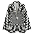 Black And White Tunnel Illusion Print Women's Cotton Blazer