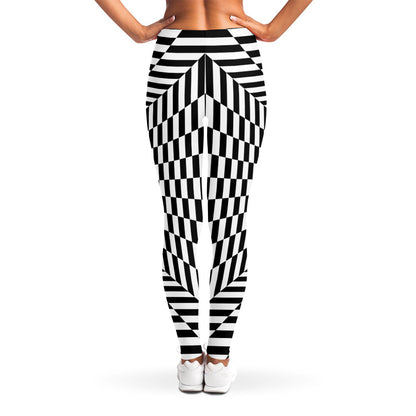 Black And White Tunnel Illusion Print Women's Leggings