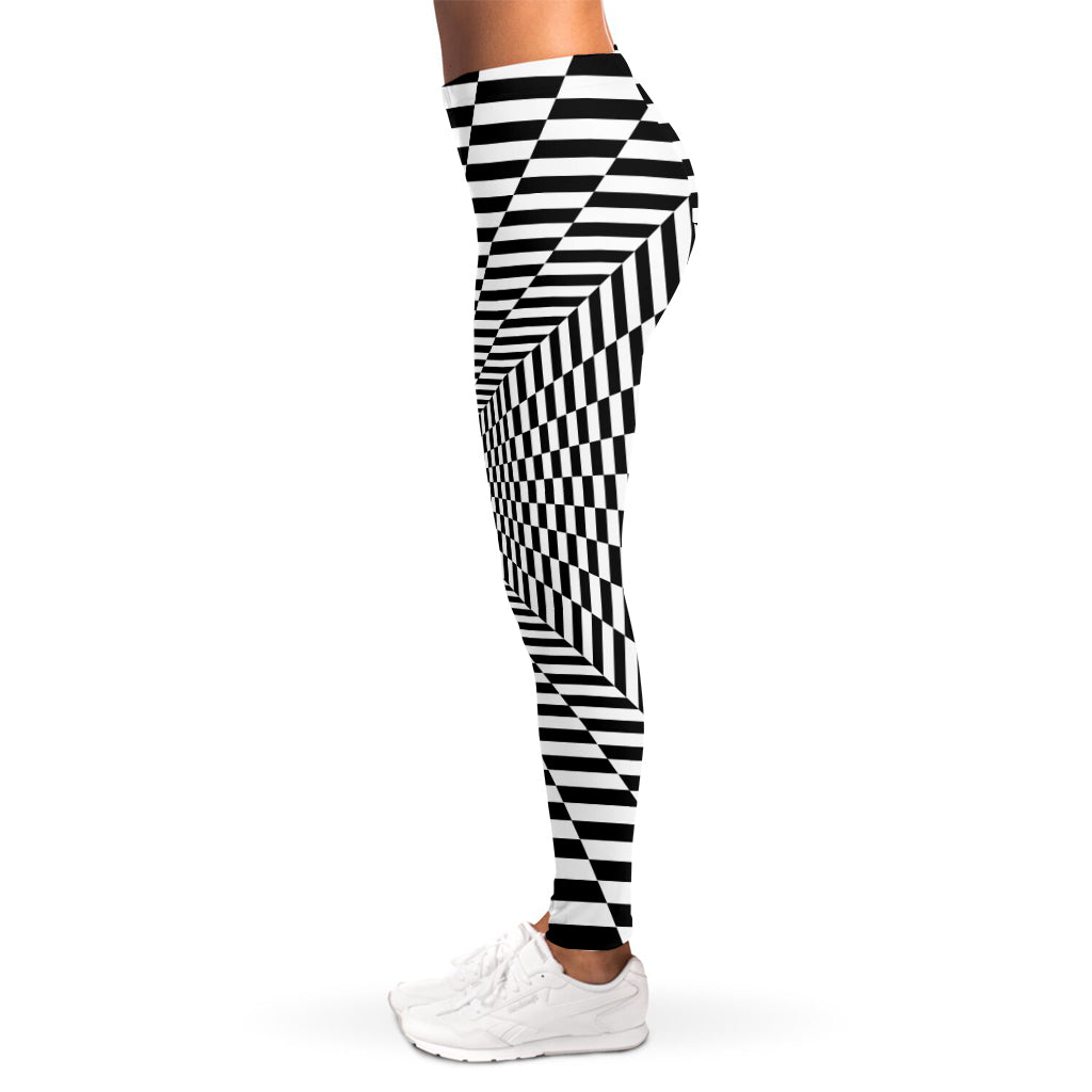 Black And White Tunnel Illusion Print Women's Leggings