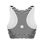 Black And White Tunnel Illusion Print Women's Sports Bra