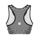 Black And White Tunnel Illusion Print Women's Sports Bra