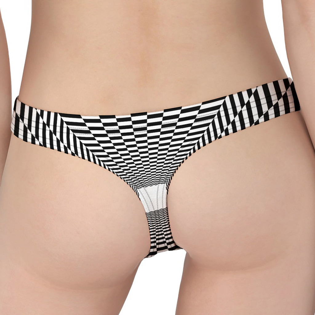 Black And White Tunnel Illusion Print Women's Thong