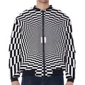 Black And White Tunnel Illusion Print Zip Sleeve Bomber Jacket