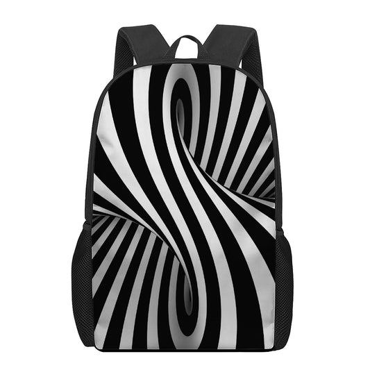 Black And White Twist Illusion Print 17 Inch Backpack