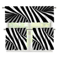 Black And White Twist Illusion Print 3 Piece Kitchen Curtains