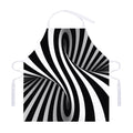 Black And White Twist Illusion Print Adjustable Apron