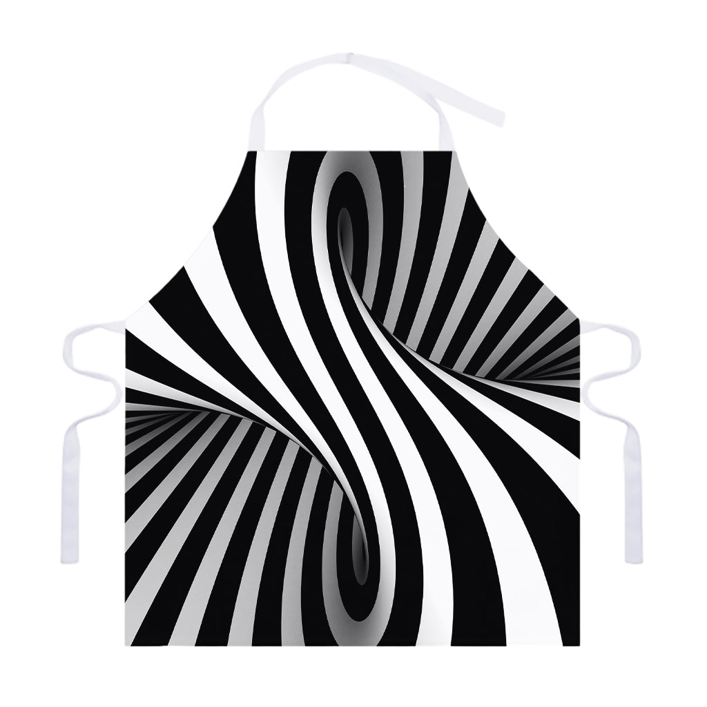 Black And White Twist Illusion Print Adjustable Apron
