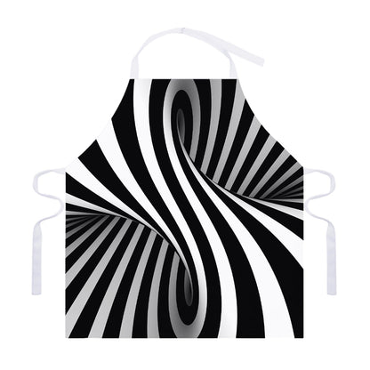 Black And White Twist Illusion Print Adjustable Apron