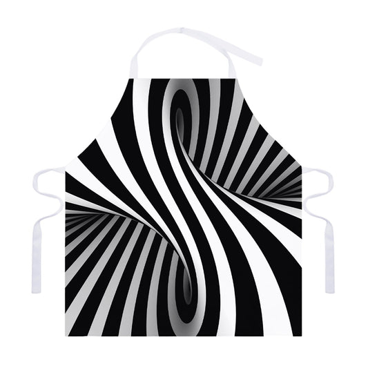 Black And White Twist Illusion Print Adjustable Apron