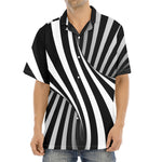 Black And White Twist Illusion Print Aloha Shirt