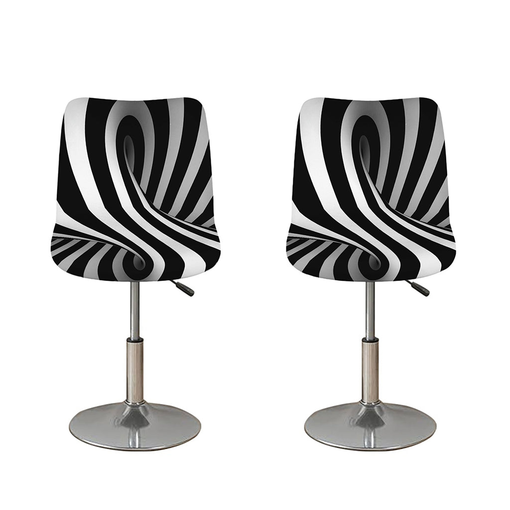 Black And White Twist Illusion Print Bar Stool Covers