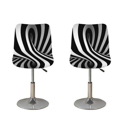 Black And White Twist Illusion Print Bar Stool Covers
