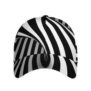 Black And White Twist Illusion Print Baseball Cap