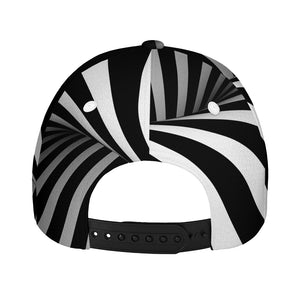 Black And White Twist Illusion Print Baseball Cap