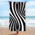 Black And White Twist Illusion Print Beach Towel