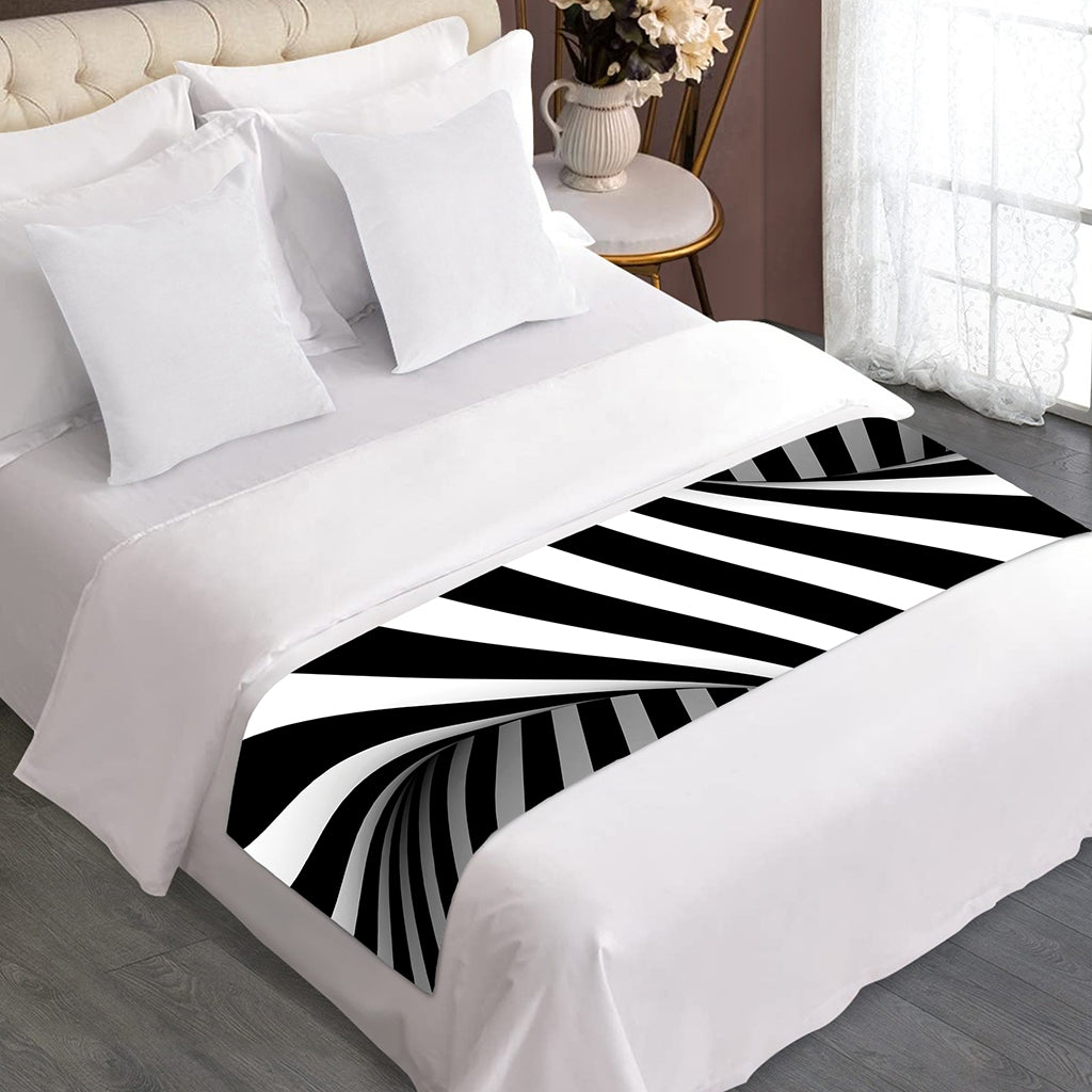 Black And White Twist Illusion Print Bed Runner