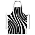 Black And White Twist Illusion Print Bib Apron With Pocket